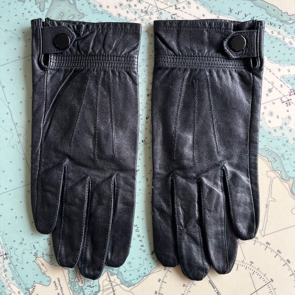 Vintage 90s Black Leather Driving Gloves - Picture 3 of 5